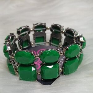 Paparazzi Vibrant Green and Silver Bracelet Strech